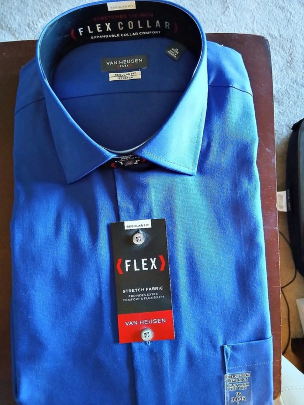 Van Heusen Flex Regular Fit Stretch Dress Shirt Blue Large